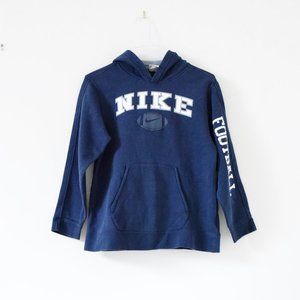 NIKE Navy Blue Football Hoodie Hooded Sweatshirt | Size L